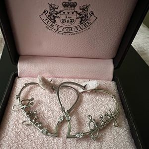 Juicy Couture heart shaped hoop earrings